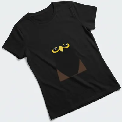 Kawaii Myna bird illustration with playful text in black, yellow, and brown — printed on a women's shirt