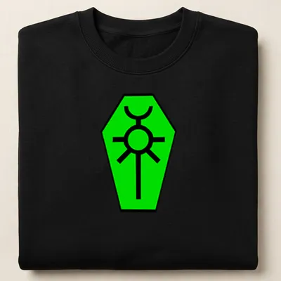 Necron logo in green on black, showcasing a simple graphic design for gamers. — printed on a unisex sweatshirt