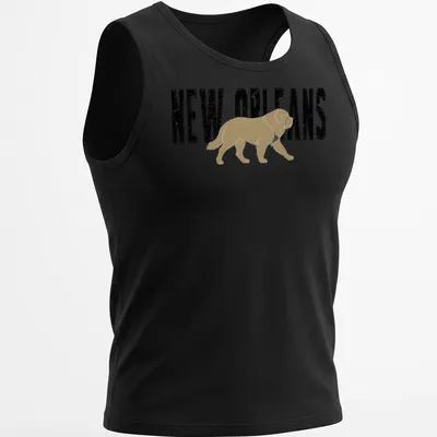 Vintage silhouette of a dog with New Orleans text in classic colors — printed on a tank top