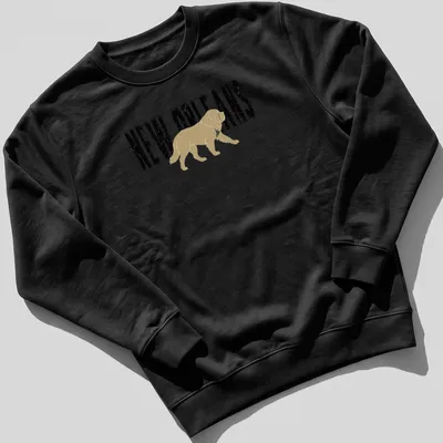 Vintage silhouette of a dog with New Orleans text in classic colors — printed on a unisex sweatshirt