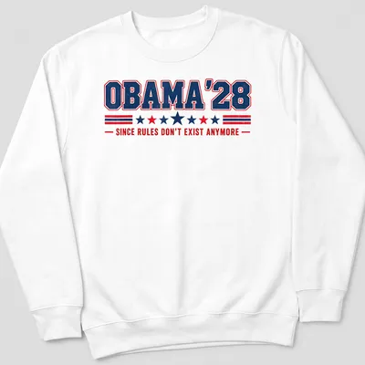 Retro distressed t-shirt featuring the slogan about Obama and rules — printed on a unisex sweatshirt