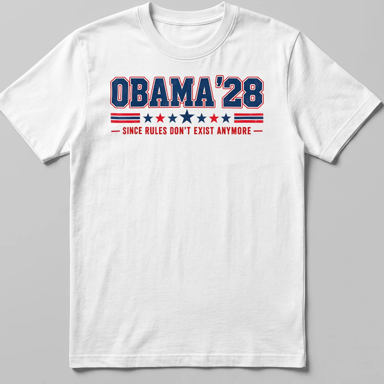 Retro distressed t-shirt featuring the slogan about Obama and rules — printed on a unisex t-shirt