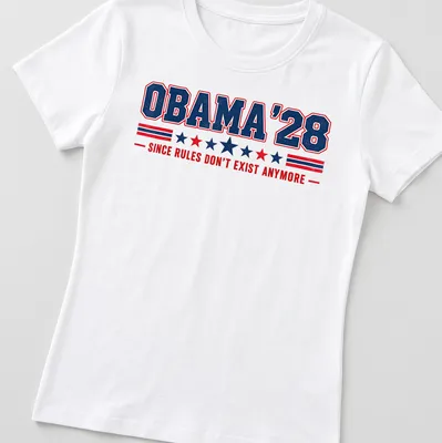 Retro distressed t-shirt featuring the slogan about Obama and rules — printed on a women's shirt
