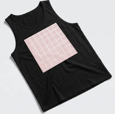 A pastel pink plaid pattern with glittery dots for a stylish look. — printed on a tank top