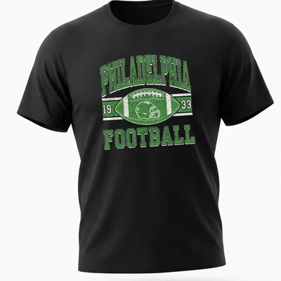 Vintage distressed Philadelphia Football 1933 T-shirt with football helmet and ball graphic