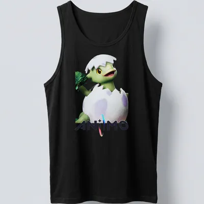 3D animated Pomegg creature hatching in vibrant colors on a — printed on a tank top