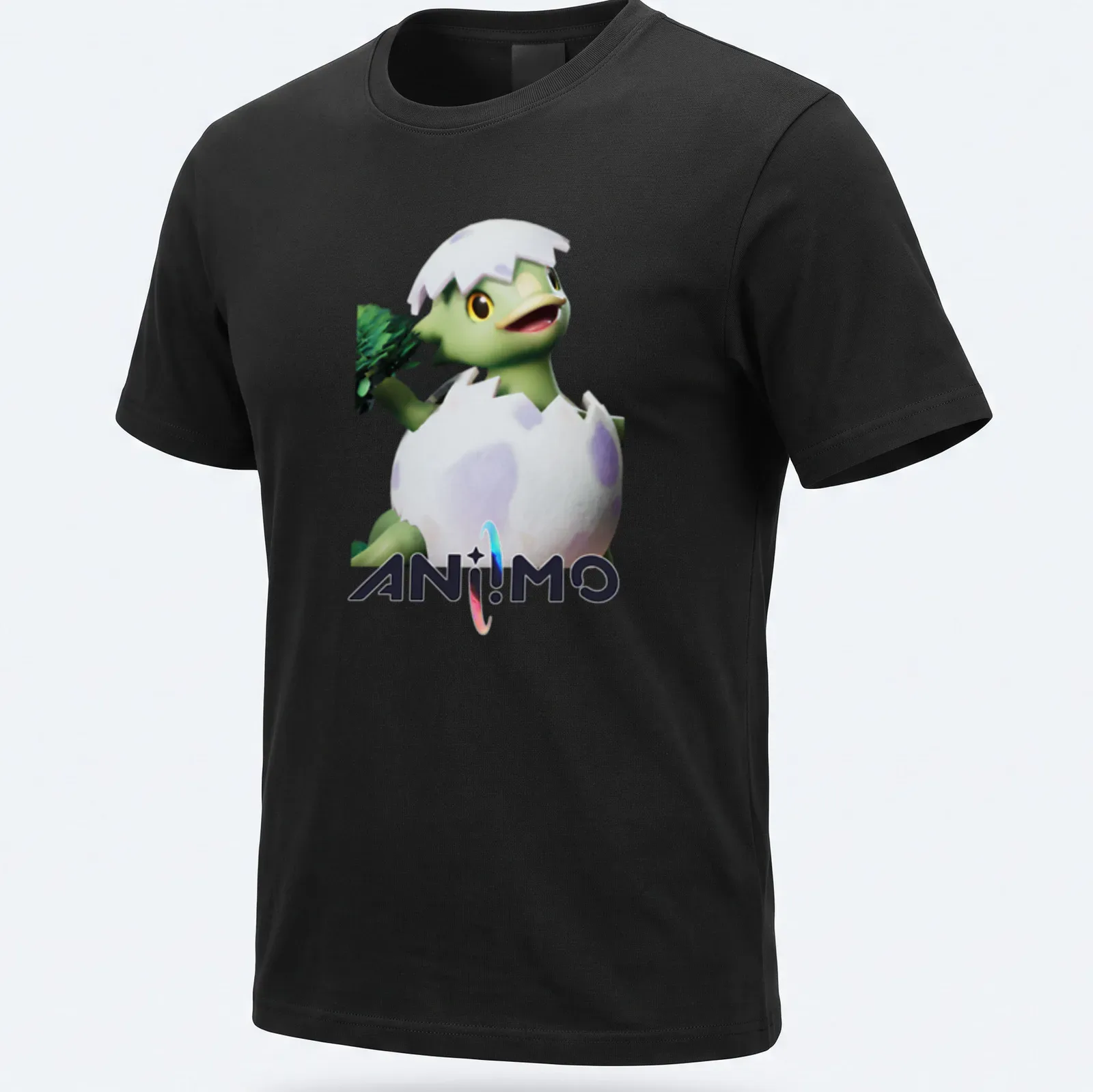 3D animated Pomegg creature hatching in vibrant colors on a — printed on a unisex t-shirt