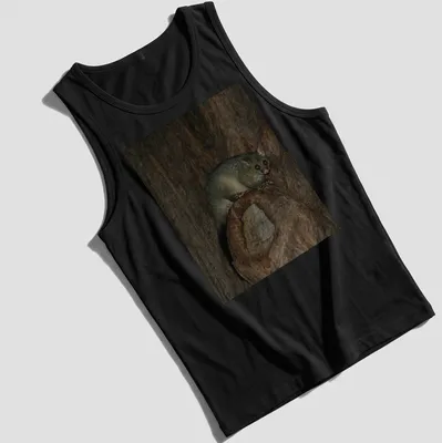 Photographic print of a possum in Hyde Park, showcasing realistic colors and natural beauty. — printed on a tank top