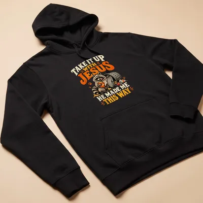 Vintage illustration of a raccoon with humorous text about individuality — printed on a unisex hoodie