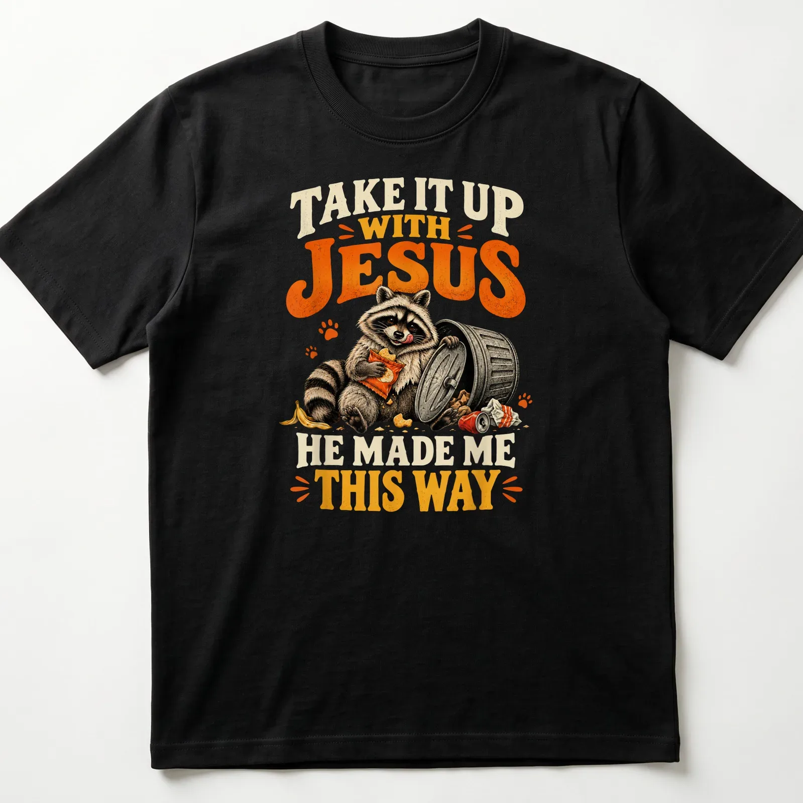 Vintage illustration of a raccoon with humorous text about individuality — printed on a unisex t-shirt