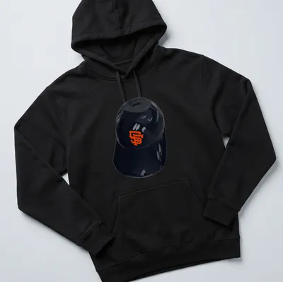 Illustrative San Francisco Giants cap t-shirt in black and orange. — printed on a unisex hoodie