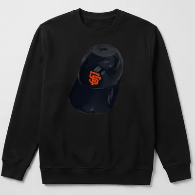 Illustrative San Francisco Giants cap t-shirt in black and orange. — printed on a unisex sweatshirt