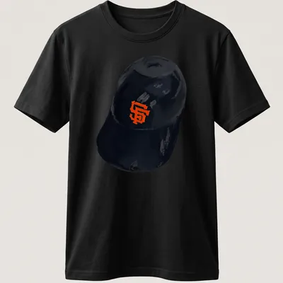 Illustrative San Francisco Giants cap t-shirt in black and orange.