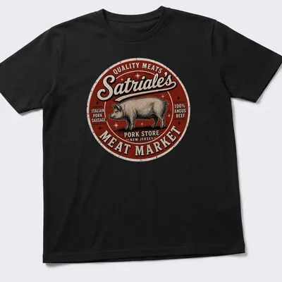 Vintage retro design featuring a pig and text about quality meats.