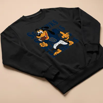 Cartoon dog in SEAHawks colors, with playful sports theme — printed on a unisex sweatshirt