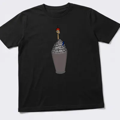 Cartoon graphic of a smiling milkshake character with colorful straw and fun text