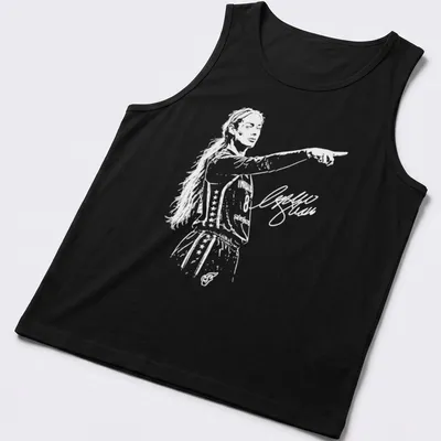 Minimalist white illustration of a basketball player on a — printed on a tank top