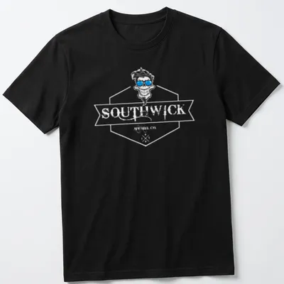 Graphic t-shirt featuring a skull with sunglasses and the text 'SOUR WICK' in bold lettering.