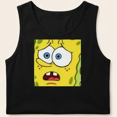 Cartoon design of Spongebob Squarepants with vibrant expression — printed on a tank top
