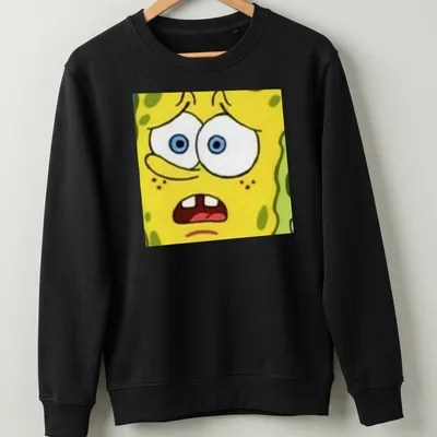 Cartoon design of Spongebob Squarepants with vibrant expression — printed on a unisex sweatshirt