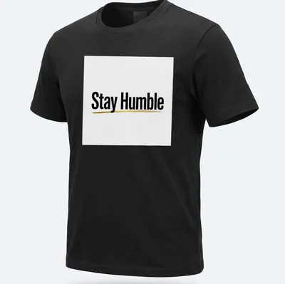 Minimalist Stay Humble t-shirt with black and gold typography