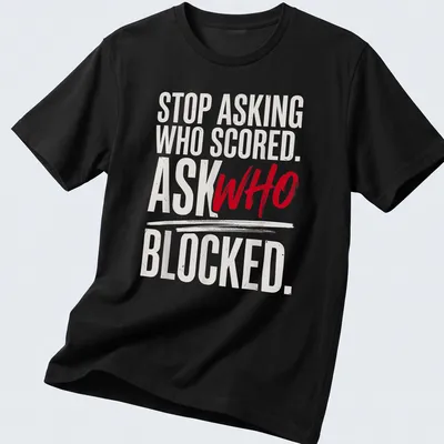 Humorous text-based meme shirt with bold typography in red and white