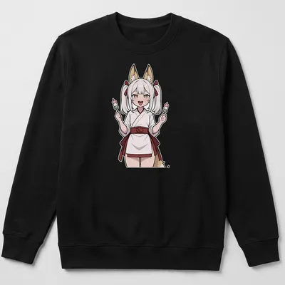 Illustration of a fox shrine maiden in anime style with colorful details — printed on a unisex sweatshirt