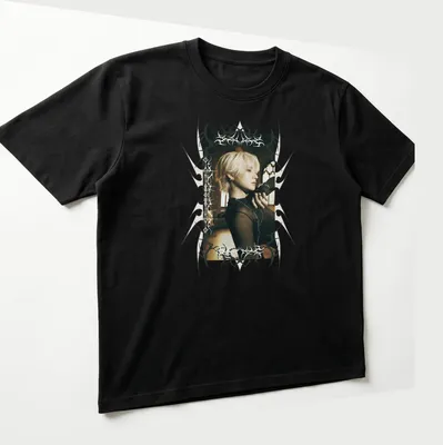 Gothic portrait t-shirt featuring bold 'TEAM Yuma' text and rich colors. — printed on a unisex t-shirt (angled view)