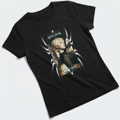Gothic portrait t-shirt featuring bold 'TEAM Yuma' text and rich colors. — printed on a women's shirt