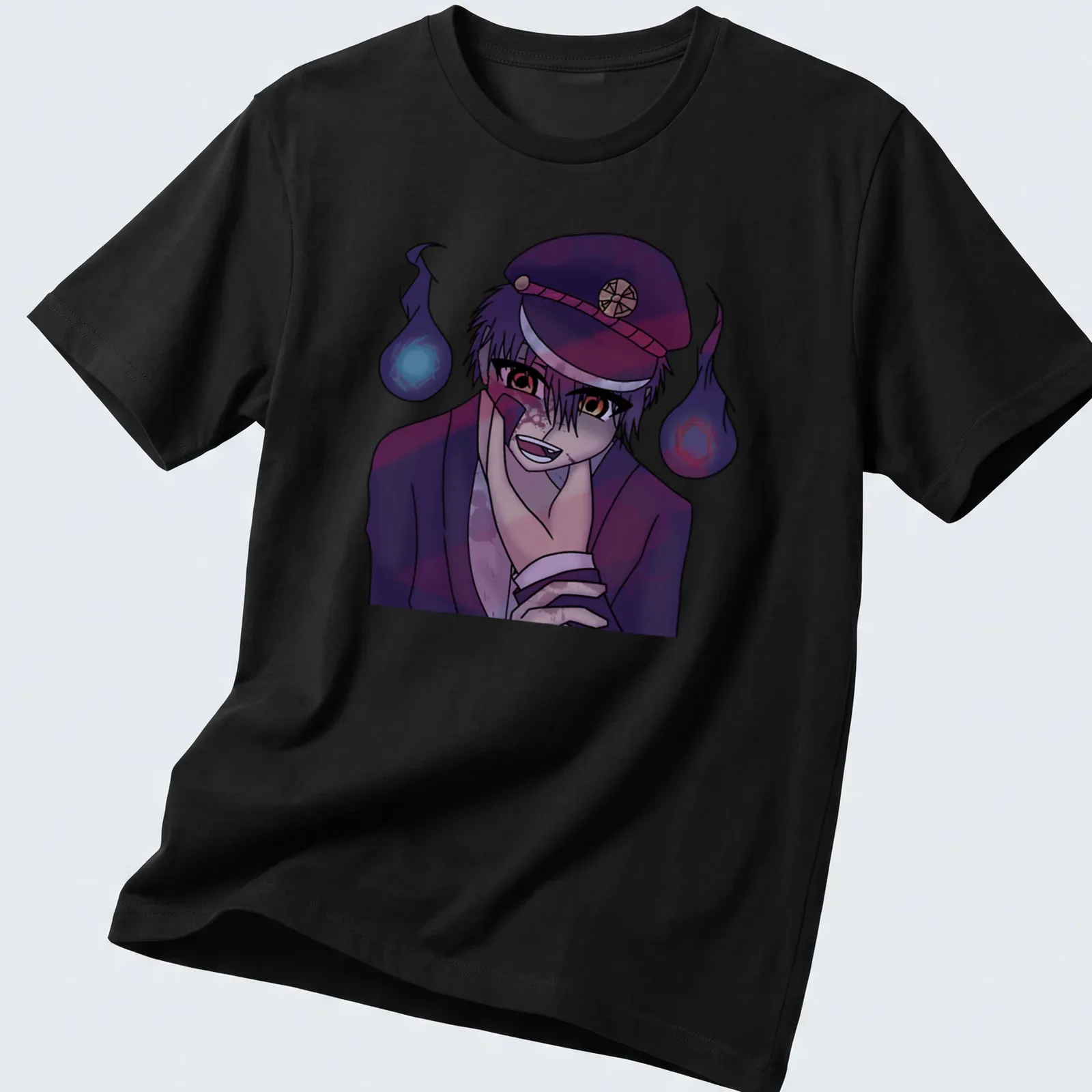 Anime-style shirt featuring Troublemaker Tsukasa surrounded by mysterious spirits — printed on a unisex t-shirt