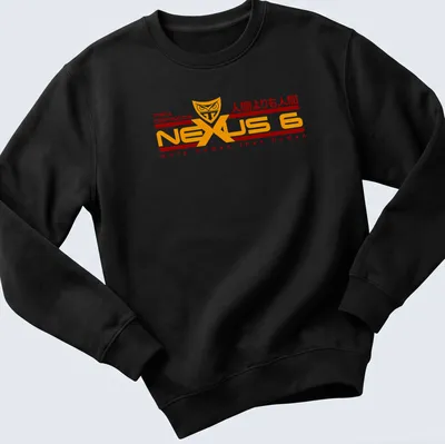 Futuristic Nexus 6 graphic with text on a sci-fi themed — printed on a unisex sweatshirt