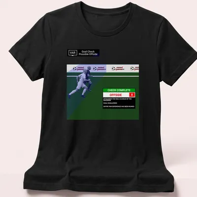 Illustrative football shirt with sarcastic text about a disallowed goal. — printed on a women's shirt