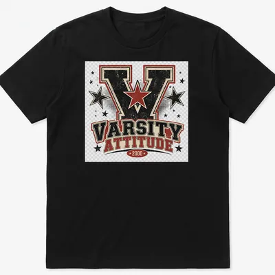 Vintage distressed Varsity Attitude 2000 graphic with stars