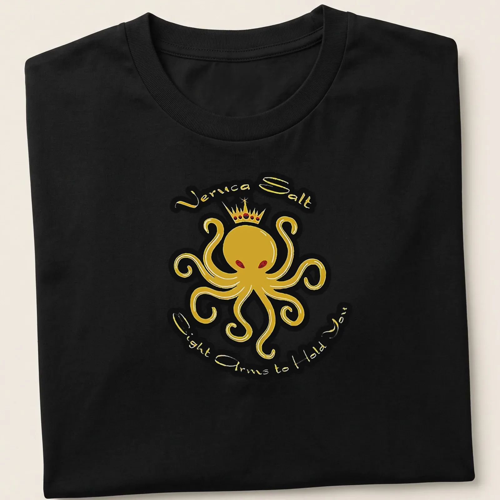 Bold graphic t-shirt featuring an octopus and text referencing Veruca Salt — printed on a unisex t-shirt