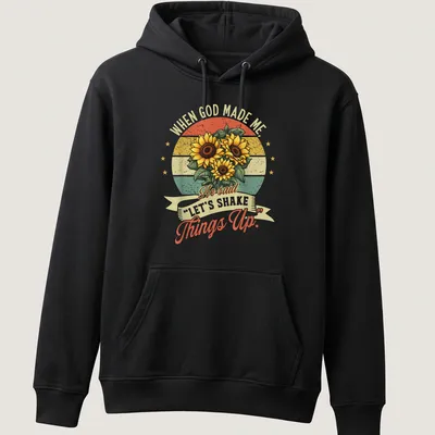 Vintage retro t-shirt with uplifting quote and sunflowers design — printed on a unisex hoodie