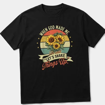 Vintage retro t-shirt with uplifting quote and sunflowers design