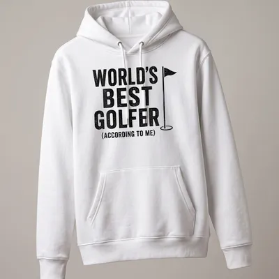 Vintage distressed t-shirt featuring bold text and a golf flag graphic. — printed on a unisex hoodie