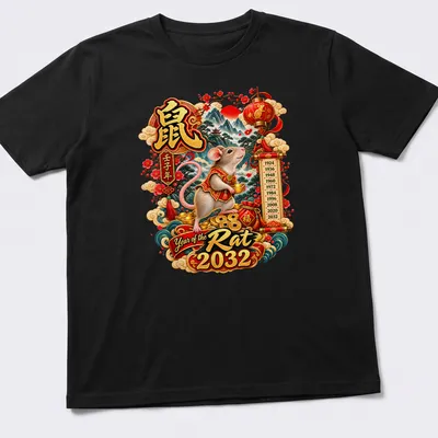 Detailed illustration of a mouse in traditional clothing with vibrant colors for Year of the Rat 2032